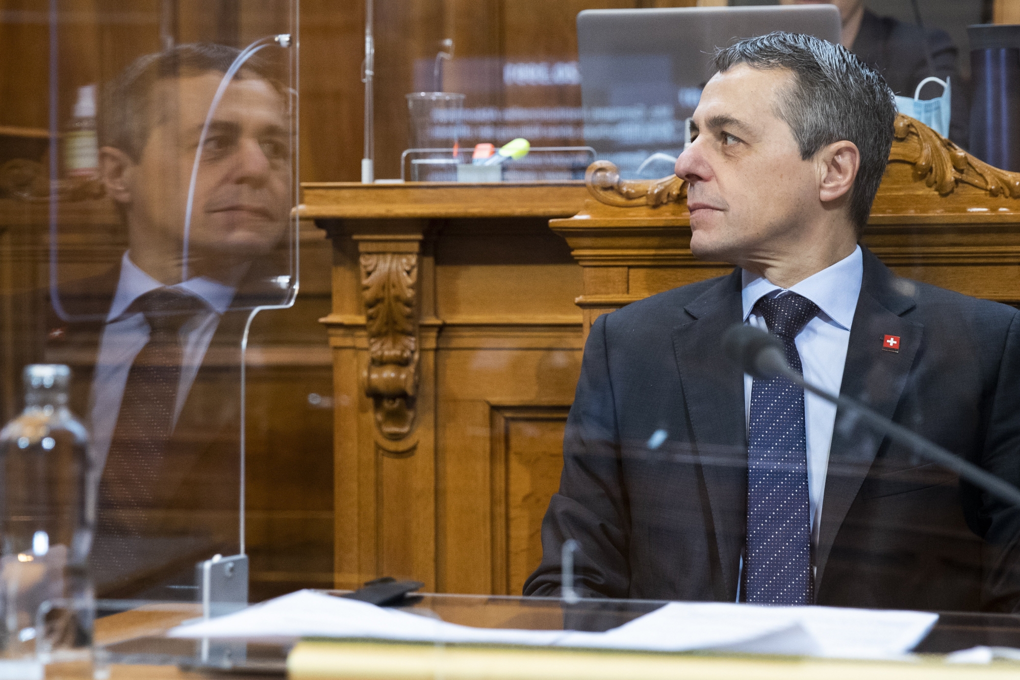 Bundesrat Ignazio Cassis waehrend der Debatte um das Rahmenabkommen mit der EU im Staenderat, waehrend der Wintersession der Eidgenoessischen Raete, am Donnerstag, 17. Dezember 2020, in Bern. (KEYSTONE/Peter Klaunzer) ArcInfo