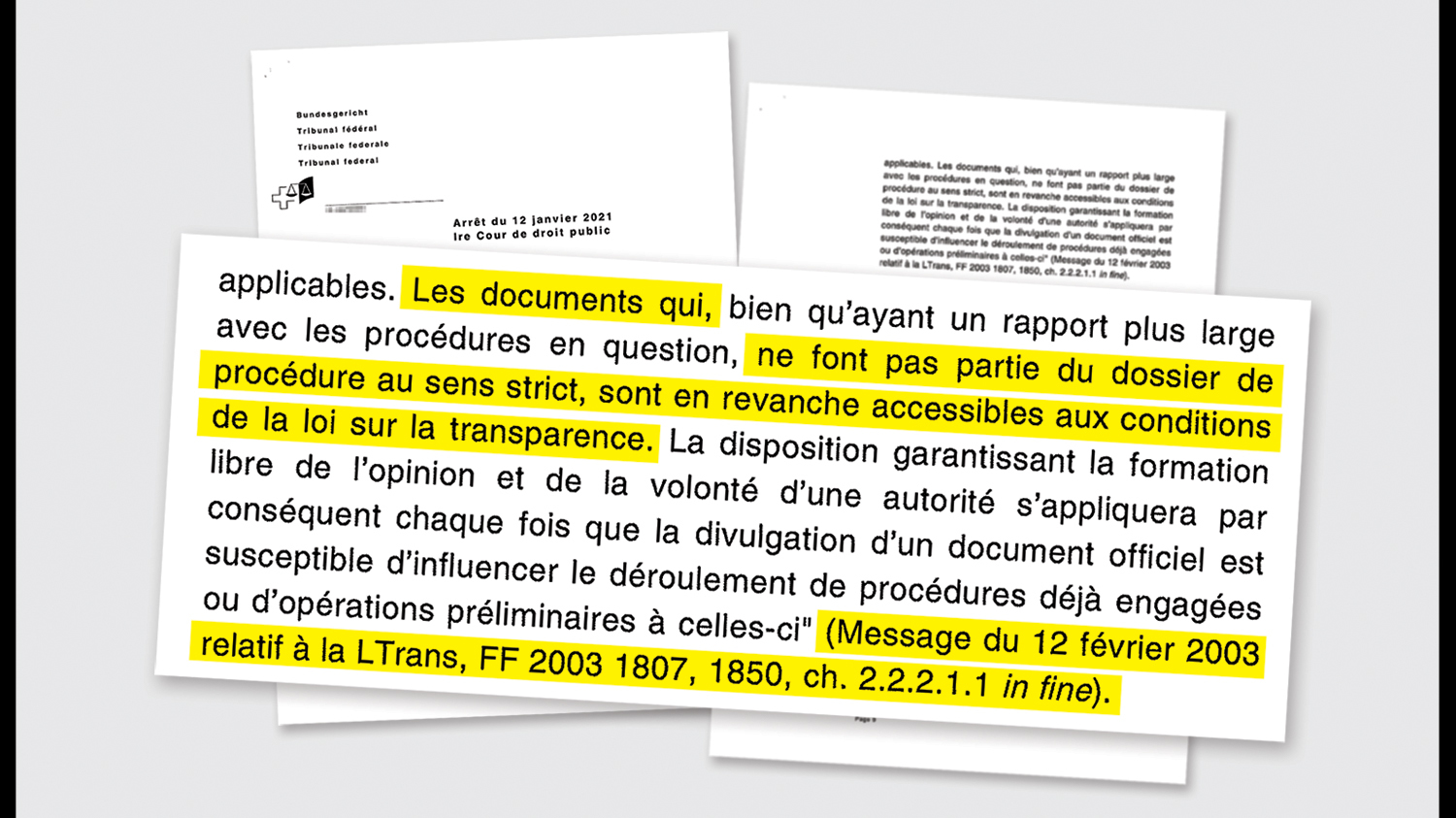 Extrait du jugement du Tribunal fédéral.