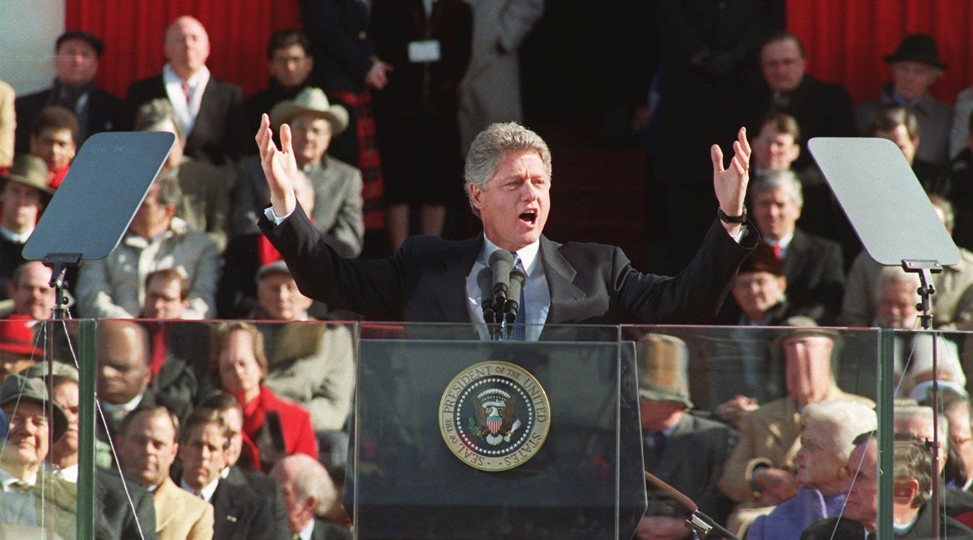 Le président des Etats-Unis Bill Clinton lors de son investiture pour un second mandat le 20 janvier 1997.