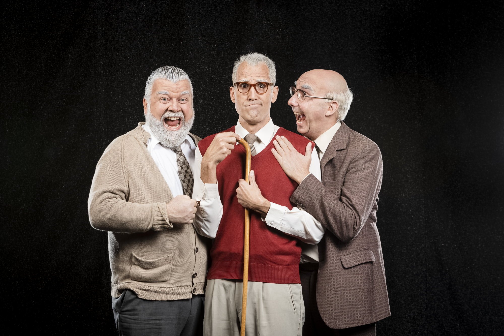 Les Peutch: (de g. à d.) Ambroise (Christophe Bugnon), Maurice (Noël Antonini) et Fernand (Carlos Henriquez) dans leur nouveau spectacle "Vivants".