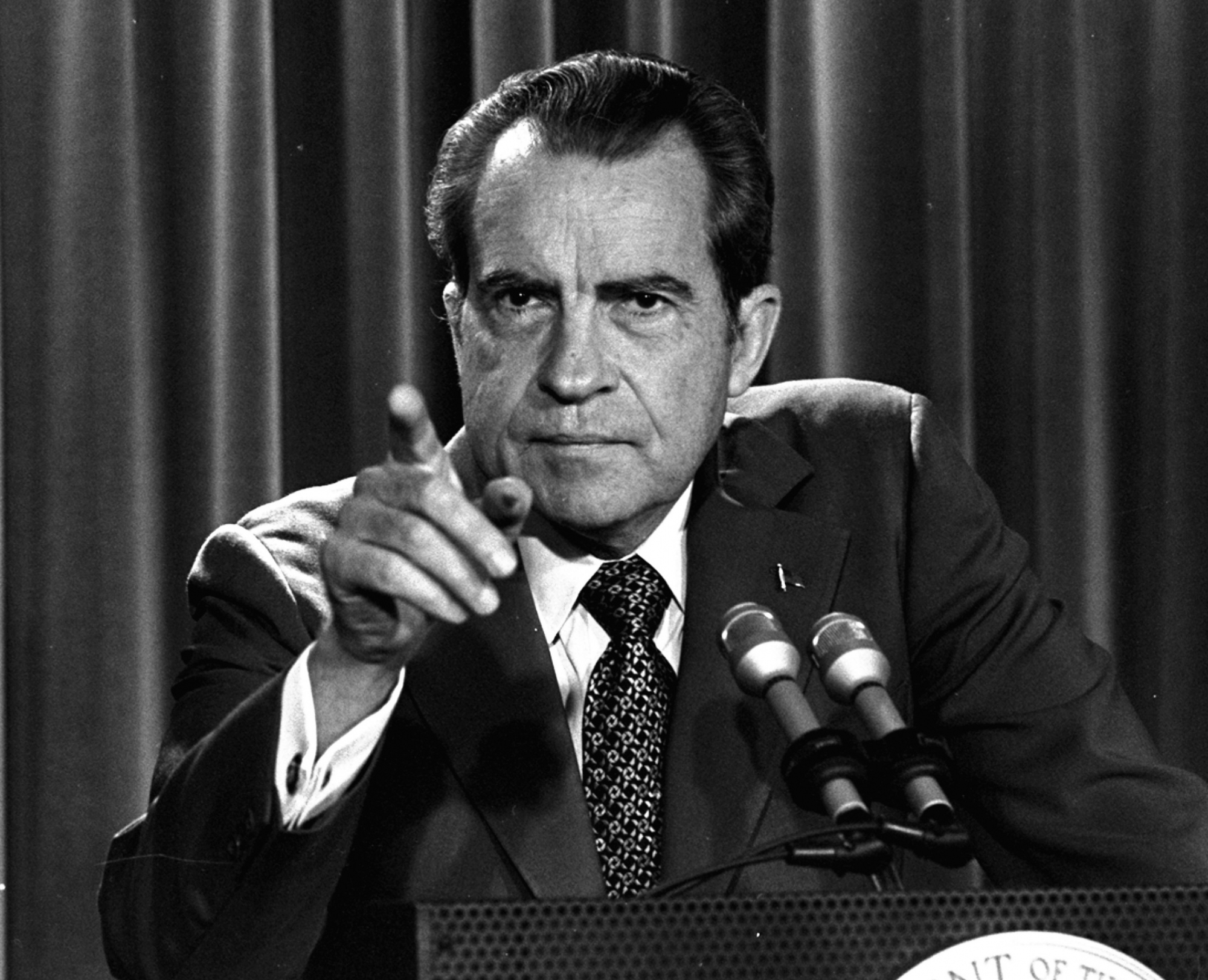 FILE - In this March 15, 1973, file photo President Nixon tells a White House news conference that he will not allow his legal counsel, John Dean, to testify on Capitol Hill in the Watergate investigation and challenged the Senate to test him in the Supreme Court. A feisty Nixon defended his shredded legacy and Watergate-era actions in grand jury testimony that he thought would never come out. On Thursday, Nov. 10, 2011, it did. (AP Photo/Charles Tasnadi, File)