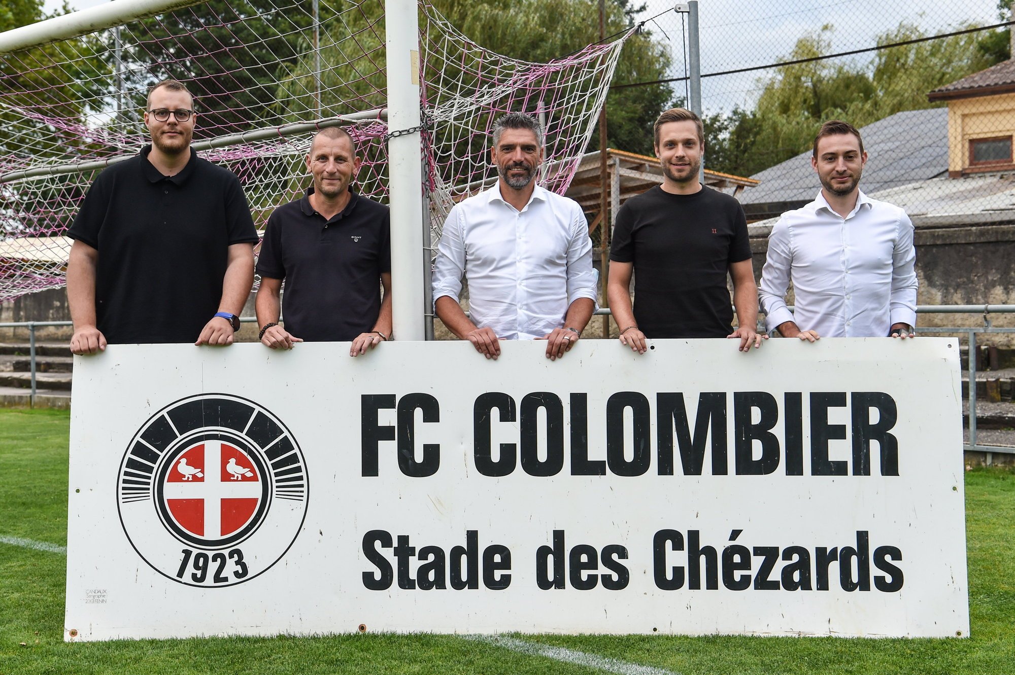 Le nouveau comité du FC Colombier: Sebastian Moser, Sébastien Pellet, Joaquim Passos, Damien Rossier et Alex Santos.