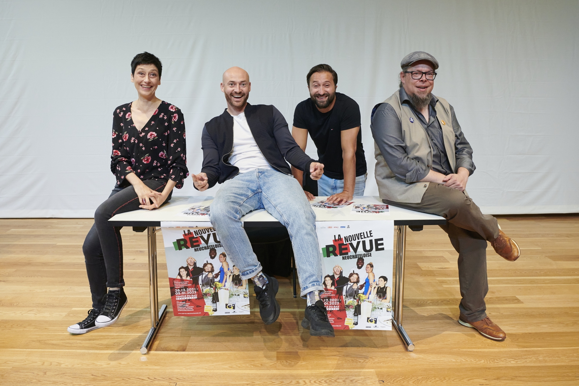 De gauche à droite: Mado Sierro, David Charles Haeberli (alias MC Roger), Avni Krasniqi et Matthieu Béguelin ce mercredi 15 septembre à Neuchâtel.