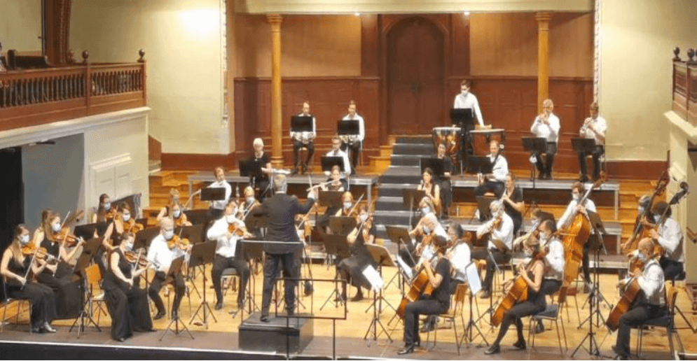 L'orchestre des médecins suisses lors d'un concert donné à Soleure dans le respect des conditions sanitaires en août 2020.