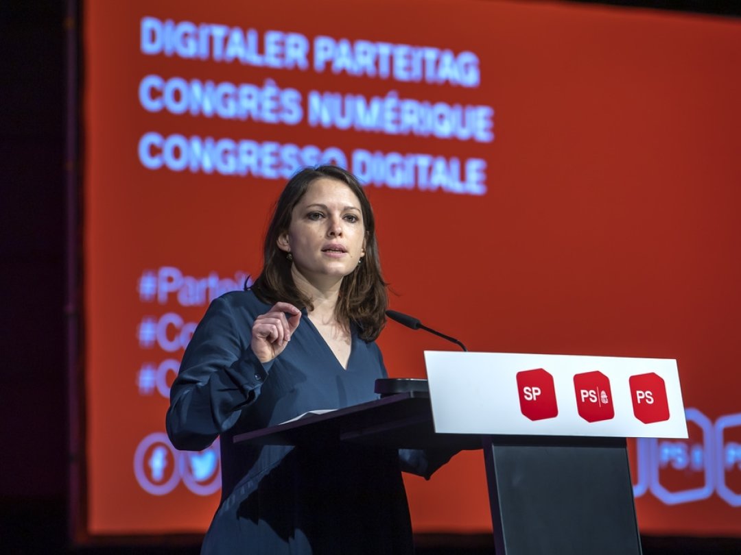 Mattea Meyer, co-présidente du PS Suisse, s'est exprimée depuis Palexpo lors de ce Congrès numérique.