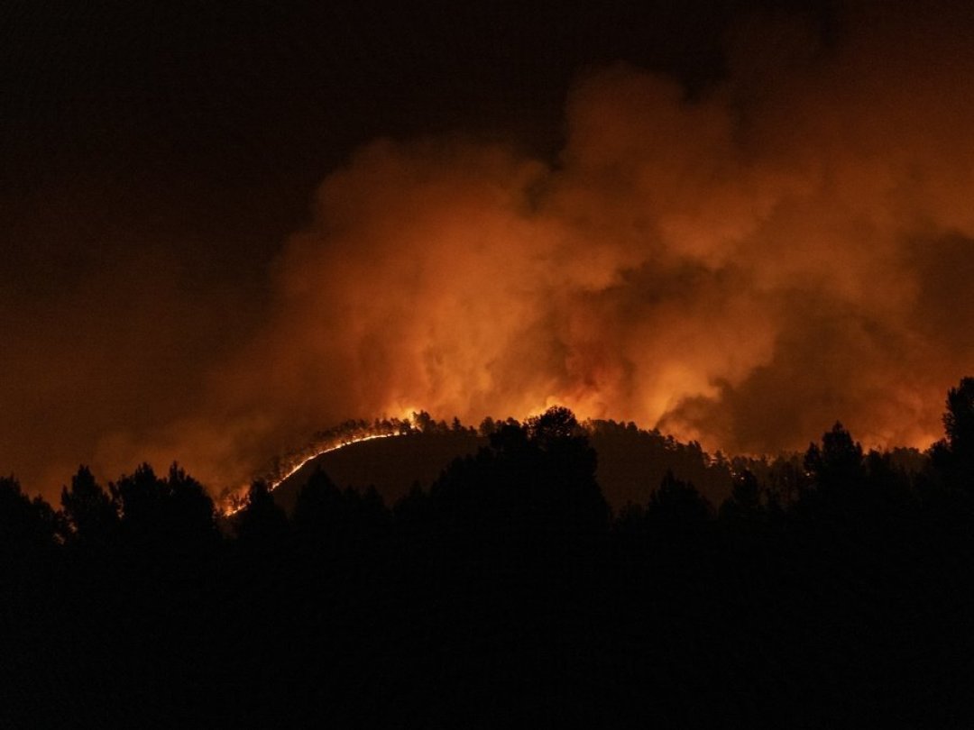 Le feu ravage une forêt près de Villanueva de Viver, à un peu moins de 100 kilomètres de Valence.