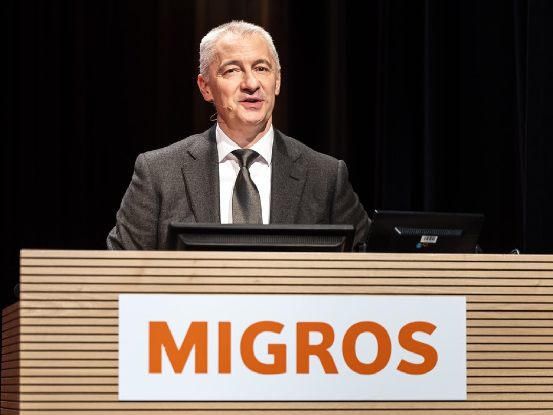 Fabrice Zumbrunnen, CEO de Migros, présente les résultats de la coopérative lors de sa dernière conférence de presse à Zurich.