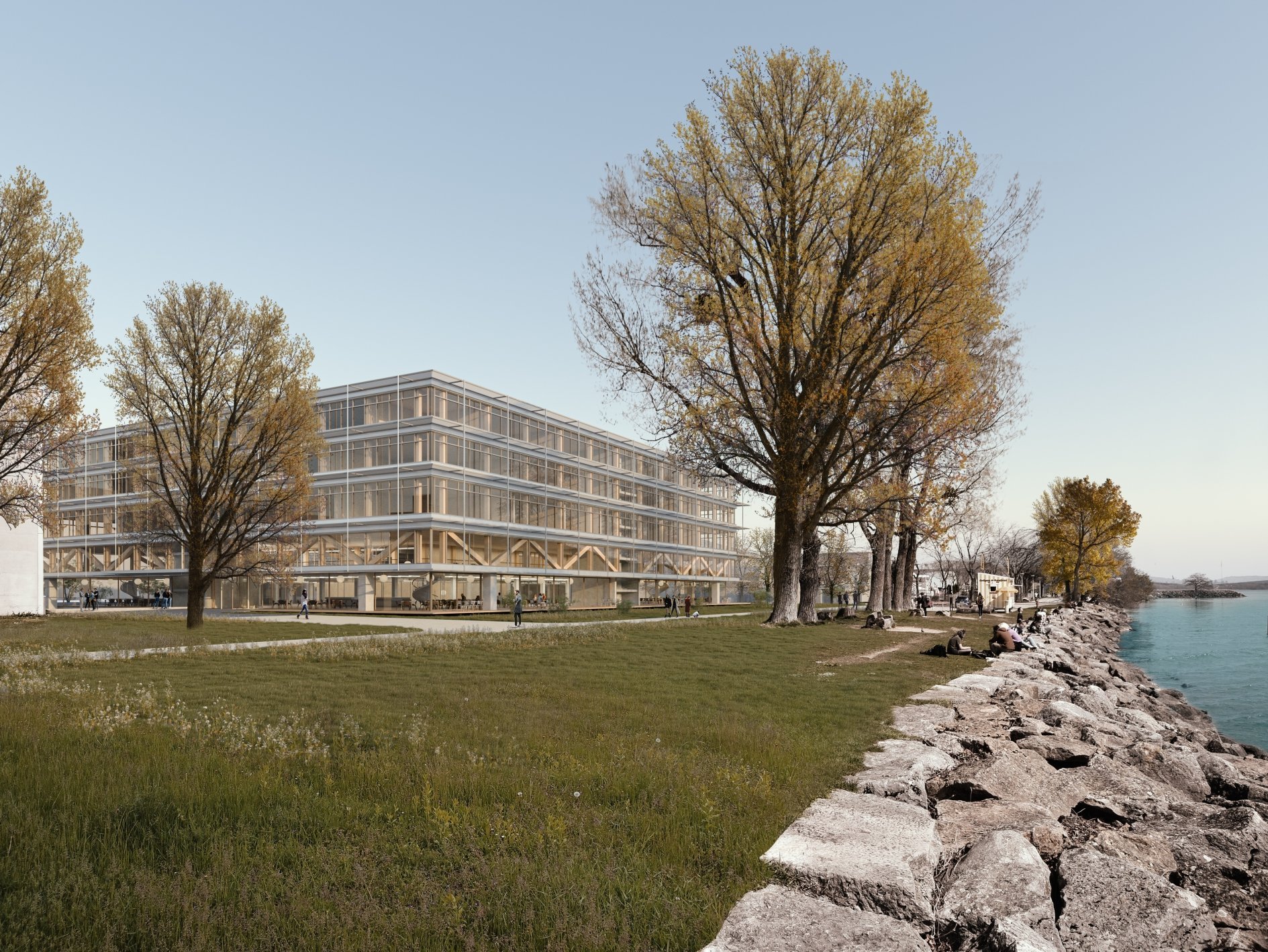 Cette image virtuelle donne une idée du bâtiment qui sera construit entre l'actuel bâtiment de la faculté des lettres et les patinoires du Littoral.