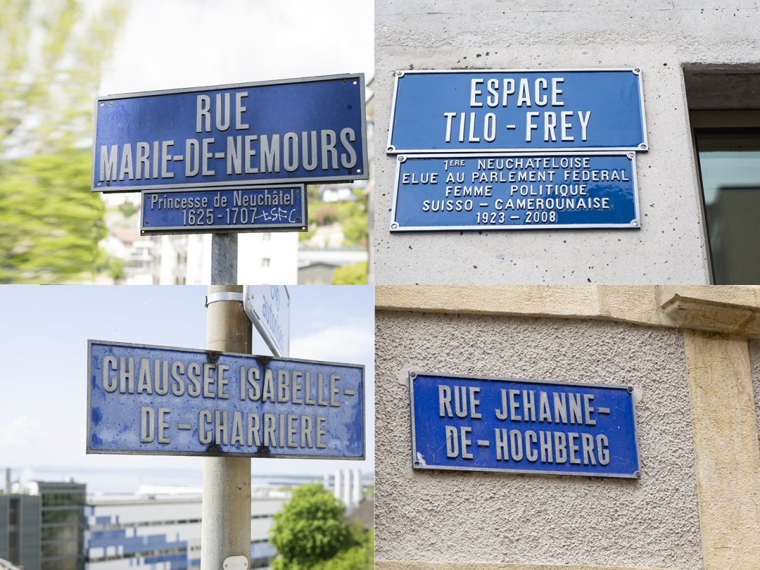 Quatre rues en ville de Neuchâtel portent le nom d'une personnalité féminine, sans prendre en compte Sainte Hélène et en attendant Agota Kristof.
