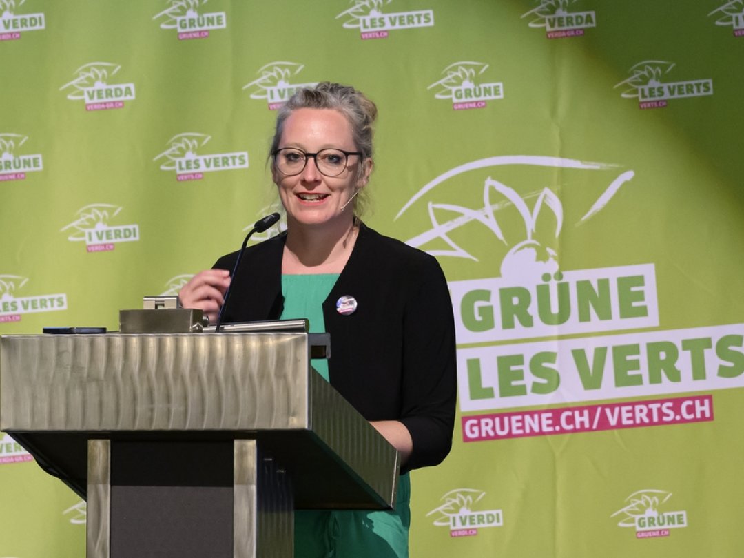 Aline Trede, actuelle cheffe du groupe des Vert-e-s au Parlement ici lors de l'Assemblée des délégués en août dernier à Berne, pourrait reprendre la présidence du mouvement.