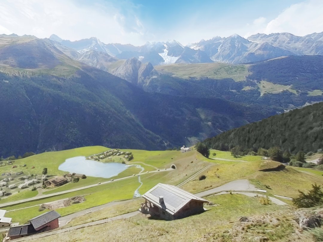 Le projet «+4°C» s'est basé sur deux paysages suisses. Ici, l'Entremont, en Valais, à l'heure actuelle. Le panorama a été légèrement modifié pour les besoins de l'étude.