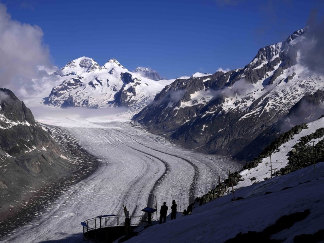 Au rythme actuel, les glaciers européens - ici celui d'Aletsch - auront diminué de moitié d'ici 2050.