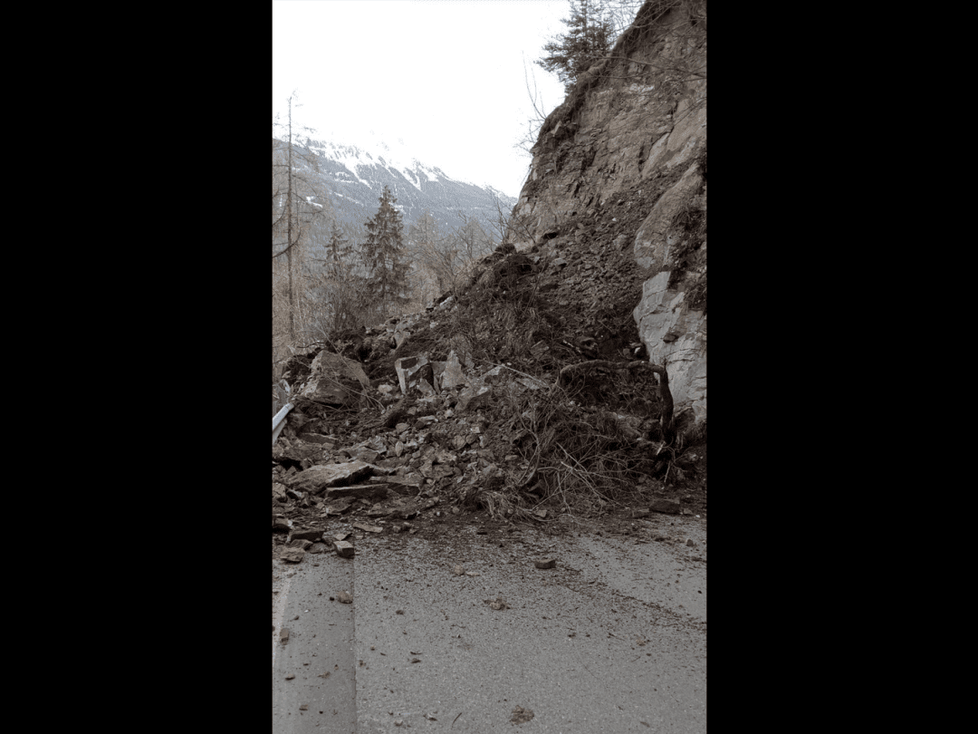 Le glissement de talus s'est produit samedi, entre Vercorin et Vissoie dans le secteur de Pinsec.