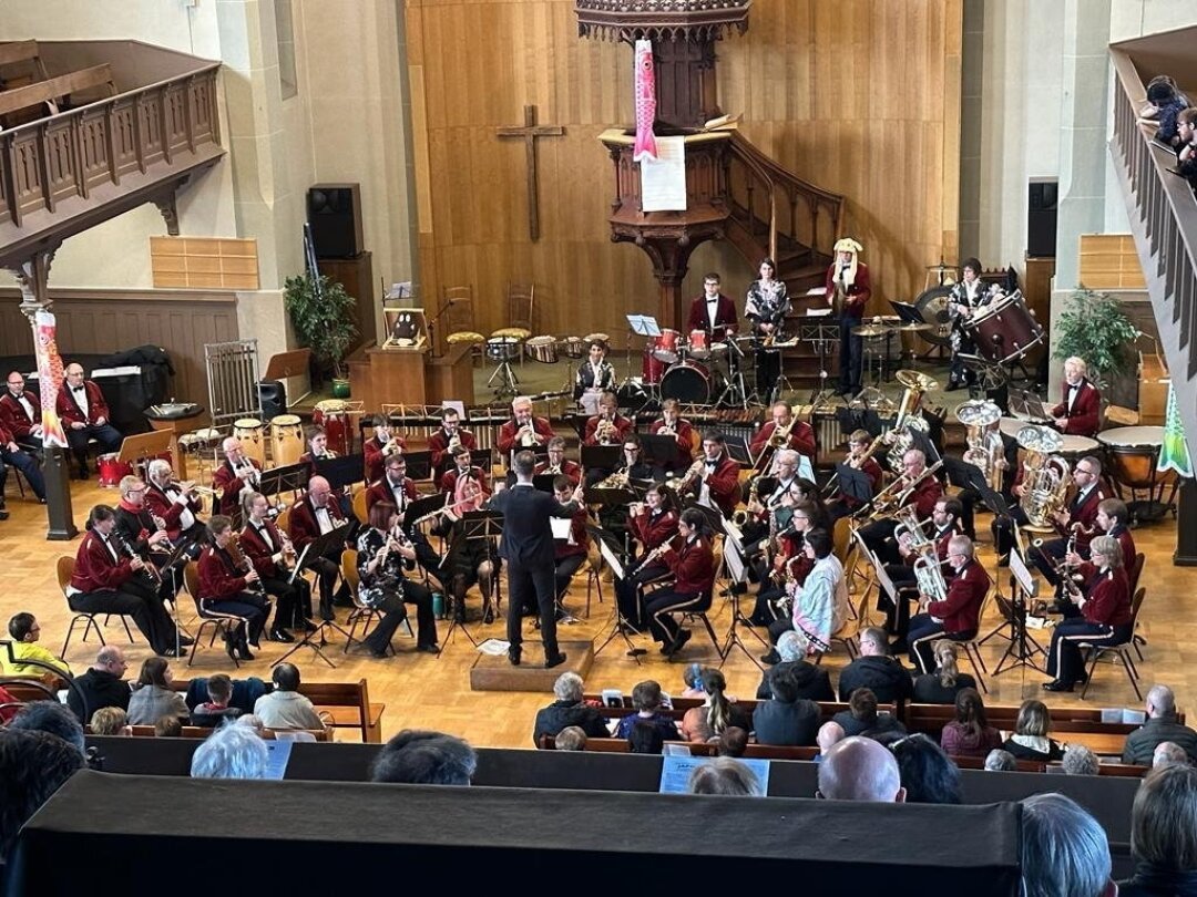 L'harmonie des Armes-réunies de La Chaux-de-Fonds, lors de son concert 2023 dédié au Japon.