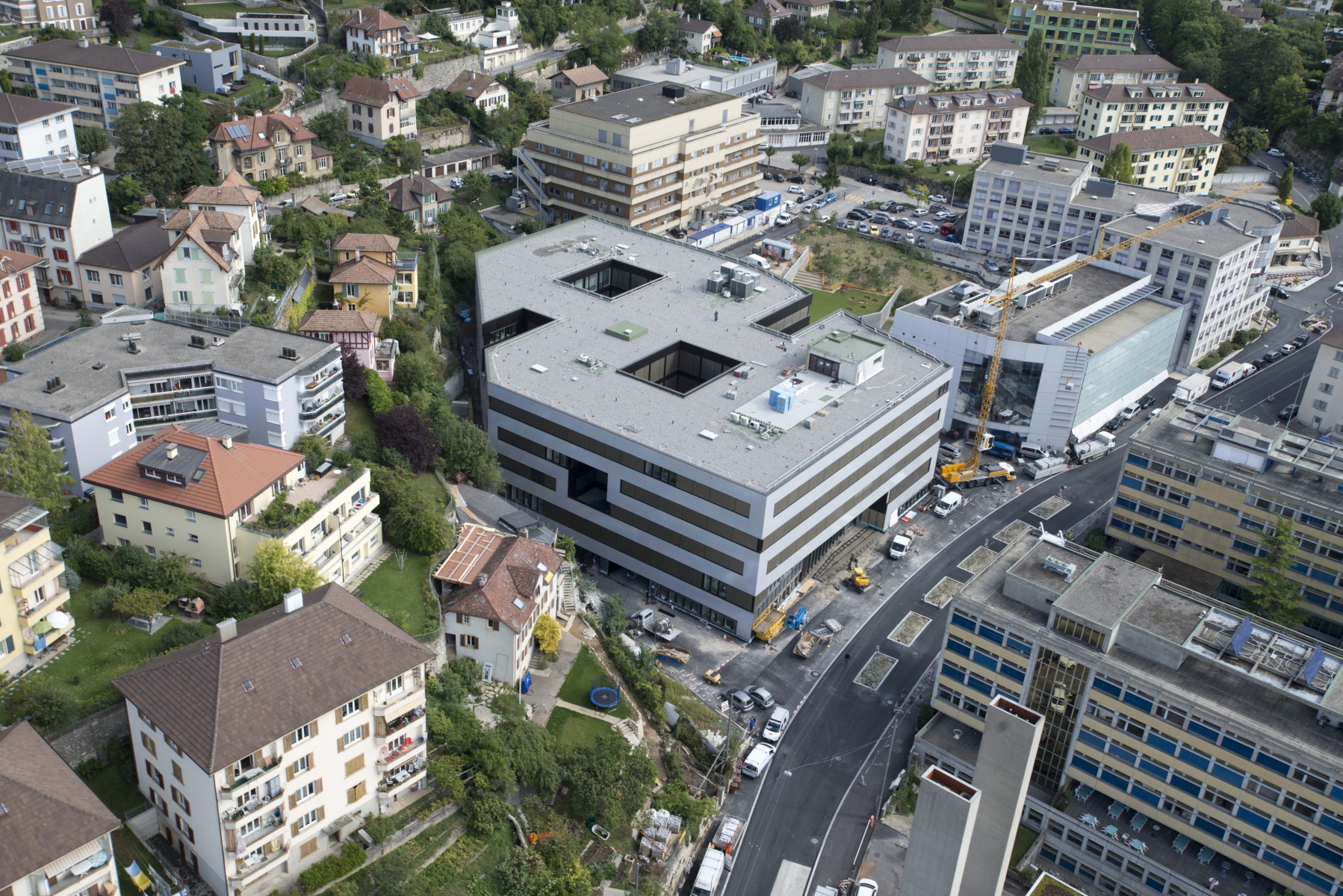 Une vue aérienne du chantier de Microcity.