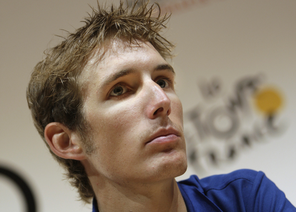 FILE In this July 2, 2009 file photo, Andy Schleck of Luxembourg reacts during a press conference in Monaco. The parents of Andy Schleck said Wednesday June 13, 2012 the 2010 Tour de France champion has pulled out of this year's race due to an injury he sustained during the Criterium du Dauphine earlier this month. (AP Photo/Bas Czerwinski, file)