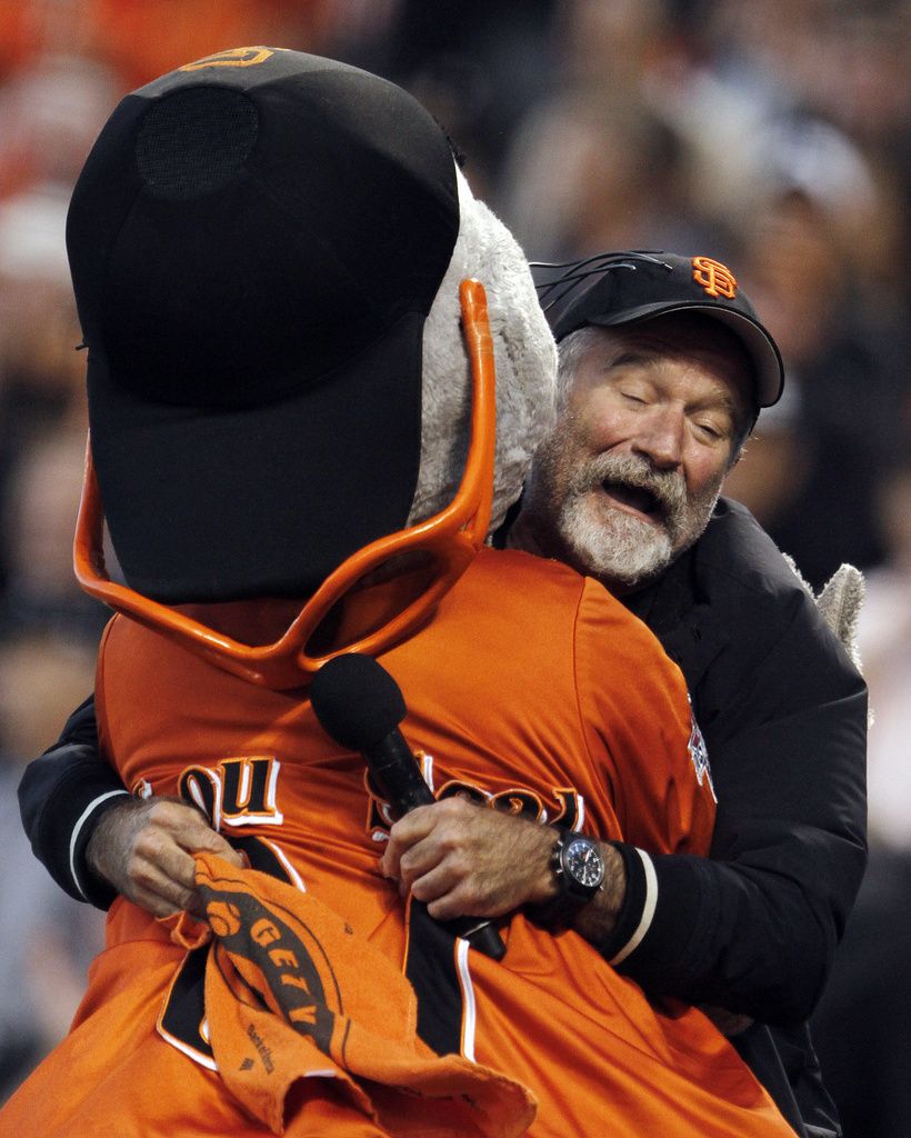 L'acteur Robin Williams lors d'un match de baseball à San Fransisco en 2010.