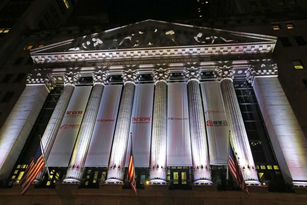 Pour l'occasion, la bourse de New York s'est drapée aux couleurs d'Alibaba.