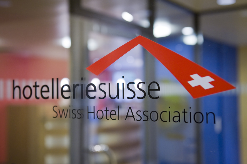 Das Logo von hotelleriesuisse, dem Unternehmerverband der Schweizer Hotellerie, aufgenommen am Hauptsitz von hotelleriesuisse, am Freitag, 30. Januar 2009 in Bern. (KEYSTONE/Alessandro della Valle)