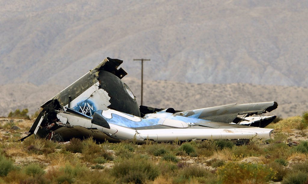 Les débris de la navette de Virgine Galactic, SpaceShipTwo. 