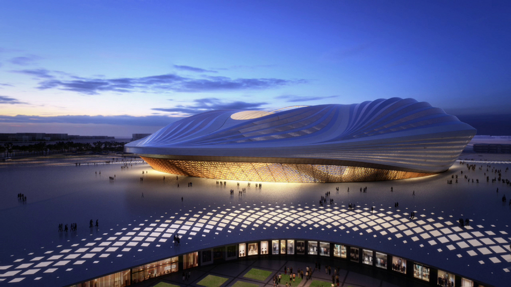 Une image de synthèse du futur stade Al Wakrah, au Qatar. 