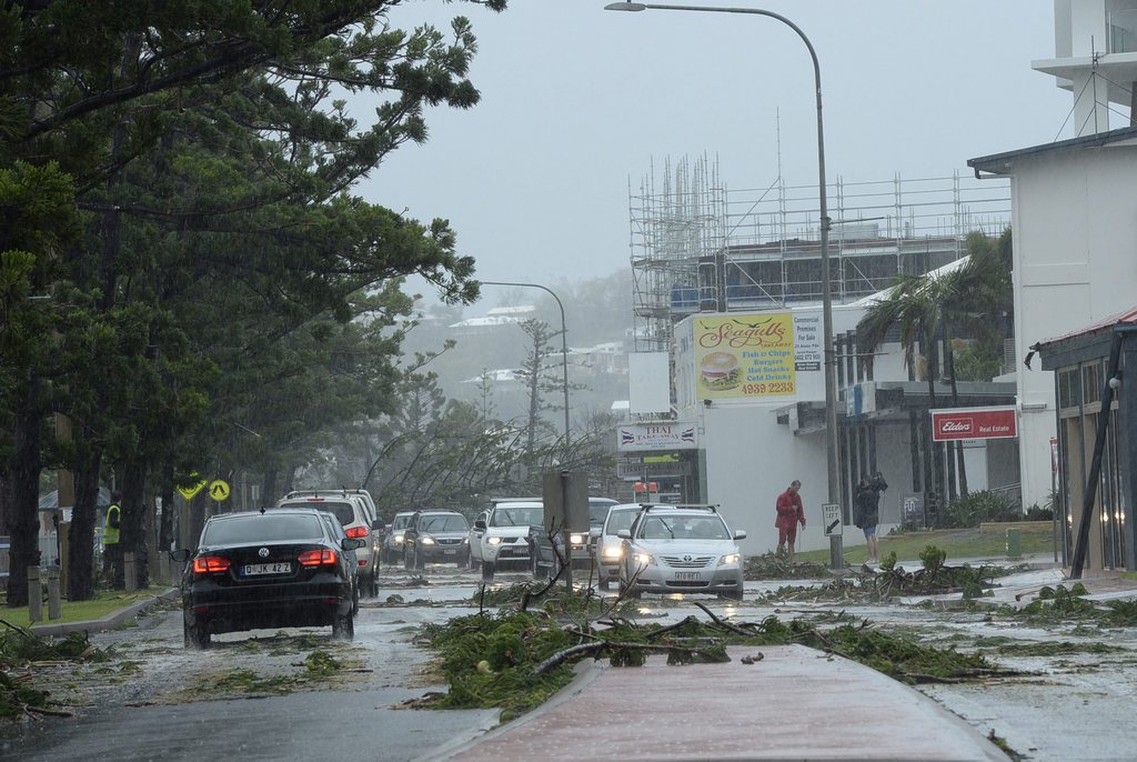 epa04628295 The aftermath of Tropical Cyclone Marcia in Yeppoon, Queensland, Australia, 20 February 2015. The small town on the Capricorn Coast is bearing the brunt of the wild weather. According to media reports, Cyclone Marcia has been downgraded from Category Five to Category Four. The cyclone is still expected to be very destructive with wind gusts close to 300 kph.  EPA/KARIN CALVERT AUSTRALIA AND NEW ZEALAND OUT