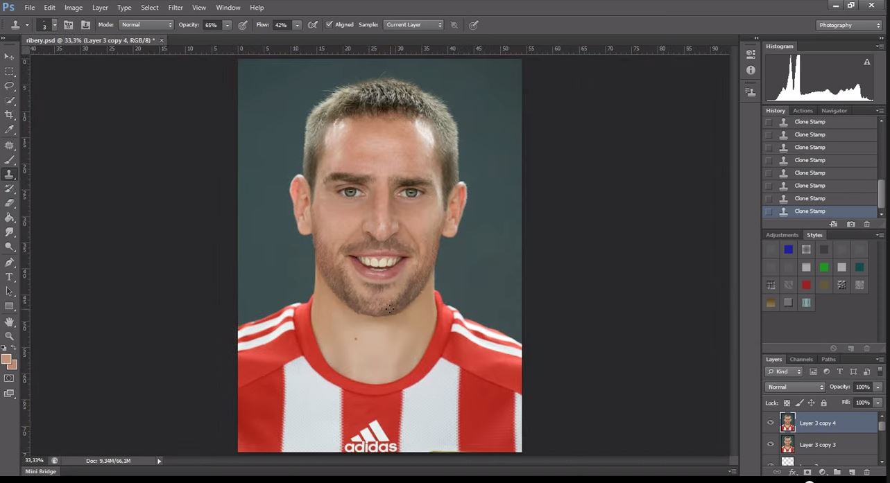 Après des centaines de manipulations, voilà le visage de Frank Ribéry.