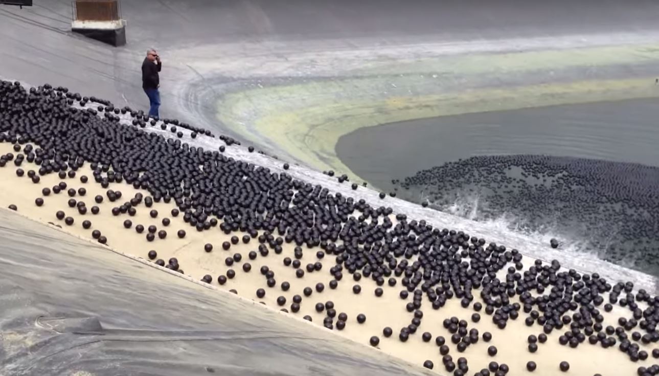 Ces millions de petites balles noires sont censées limiter l'évaporation et protéger le réservoir de la pollution.