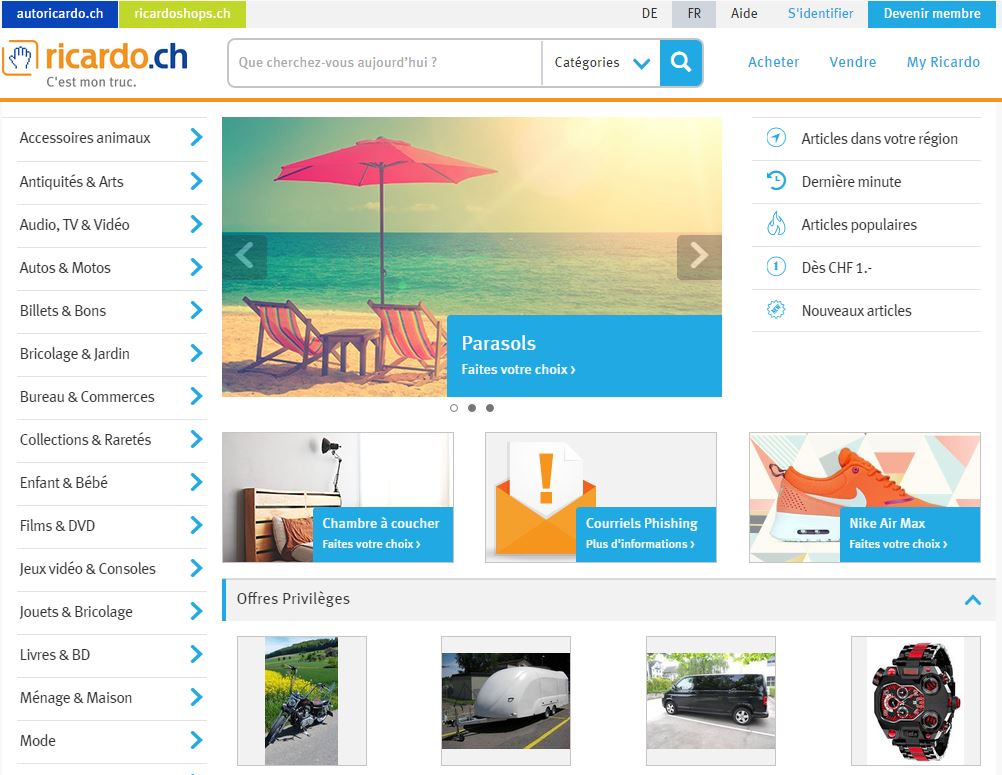 Le site d'annonces Ricardo.ch et ses déclinaisons passent dans le panier de Tamedia.