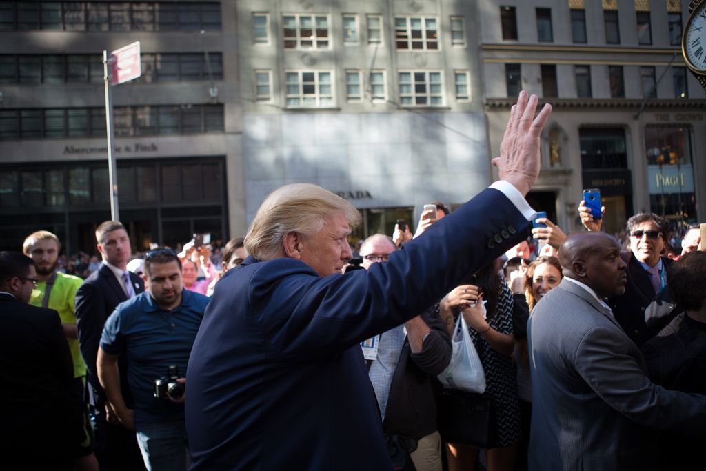 Donald Trump ce jeudi à New York devant une foule de supporters.