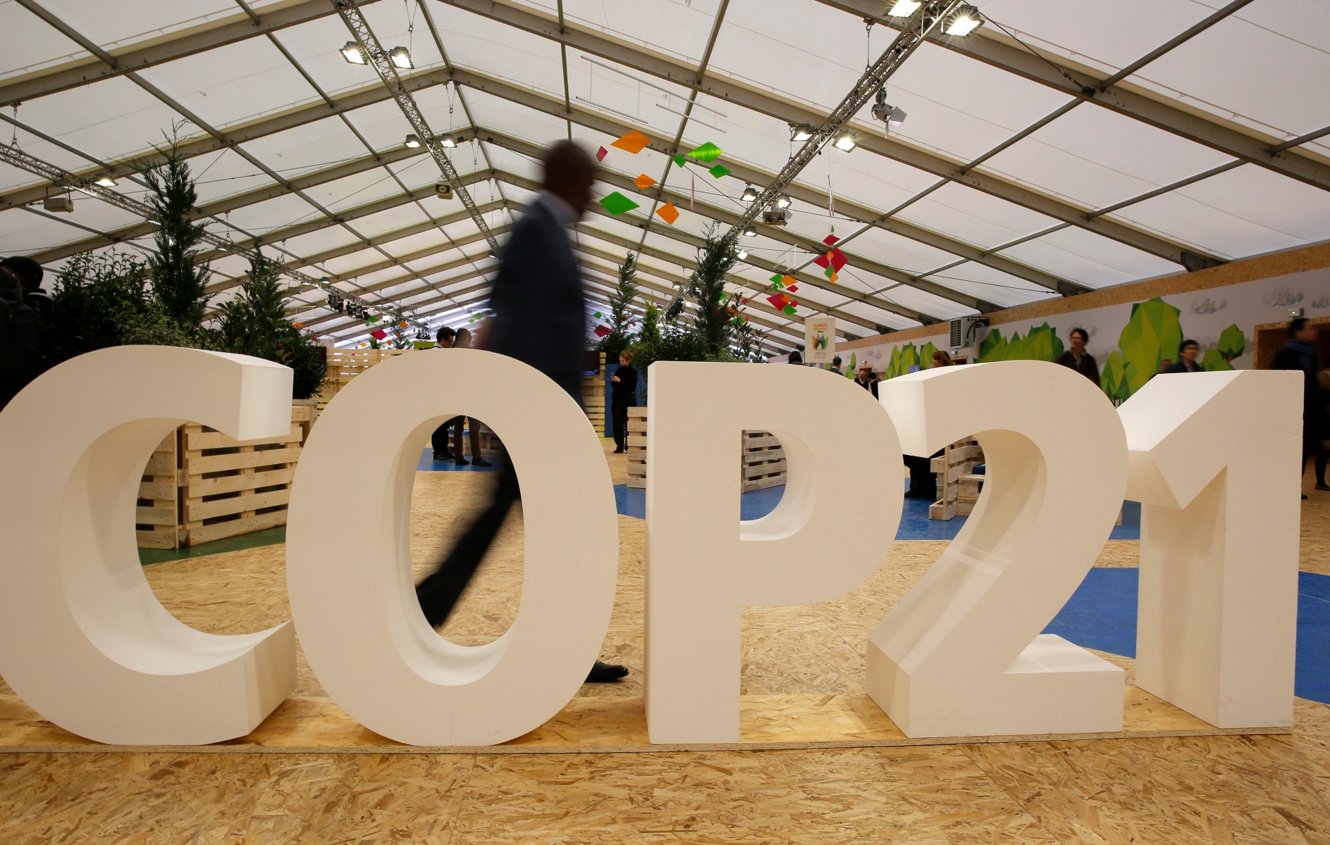 A man visits the Climate Generations Areas, part of the COP21, the United Nations Climate Change Conference Tuesday, Dec. 1, 2015 in Le Bourget, north of Paris.  (AP Photo/Christophe Ena) France Climate Countdown