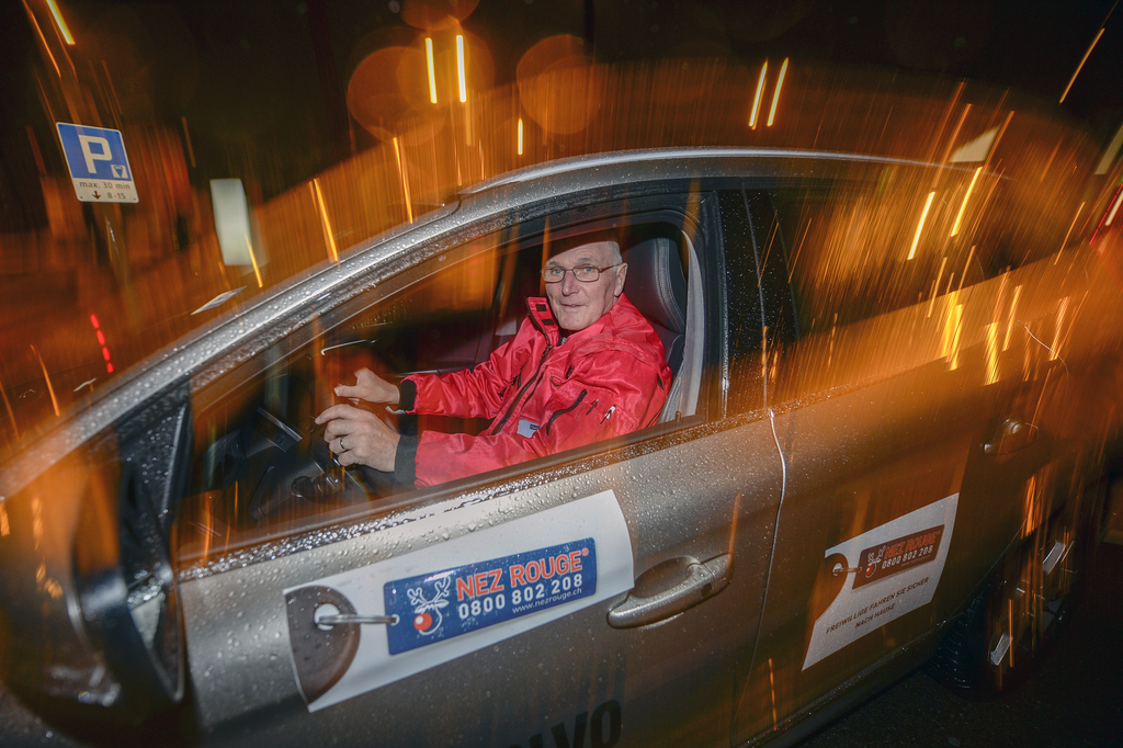 Nez Rouge à Duebendorf, le 19 décembre avec un chauffeur participant à l'opération nationale.