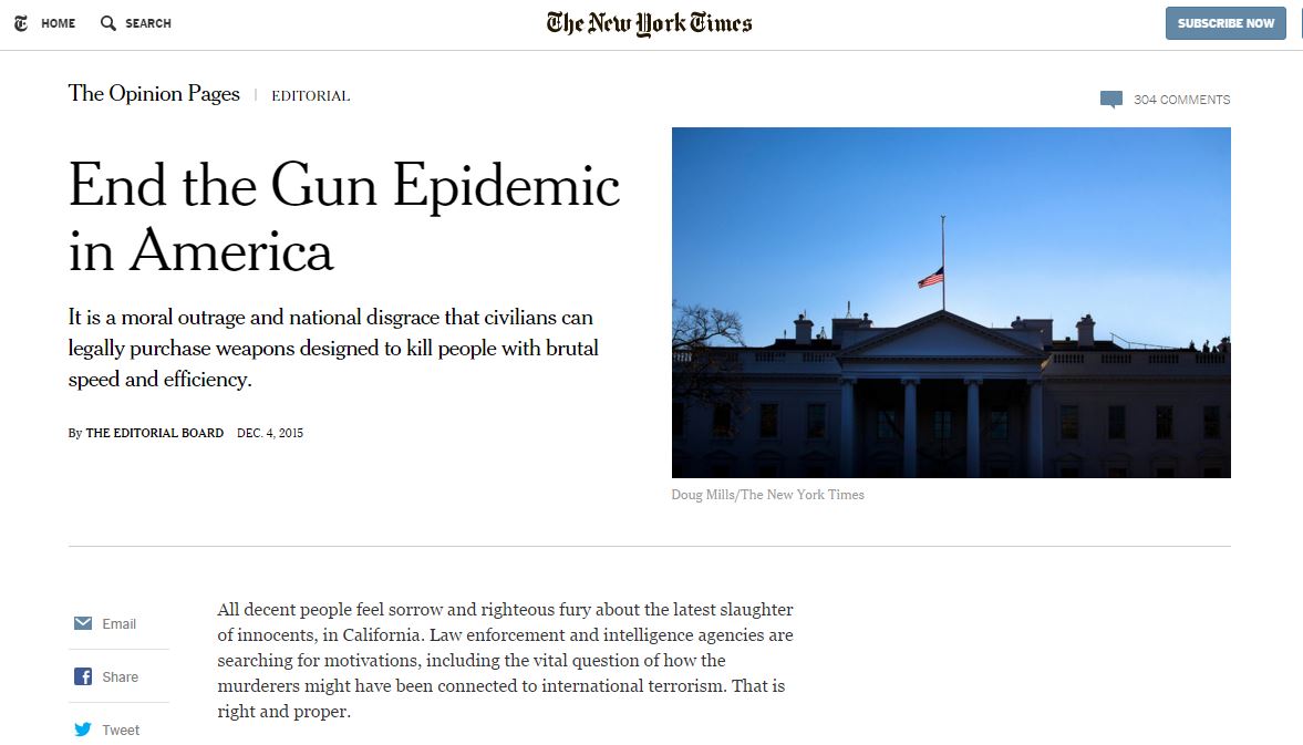 Le "New York Times" n'hésite pas à parler d'une épidémie d'armes à feu.