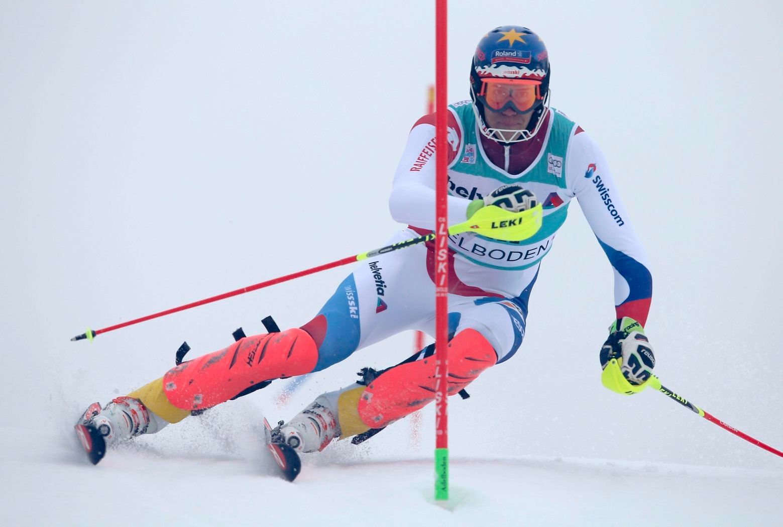 Switzerland's Ramon Zenhaeusern competes during an alpine ski, men's World Cup slalom, in Adelboden, Switzerland, Sunday, Jan. 10, 2016. Hirscher finished in second place. (AP Photo/Shinichiro Tanaka) Switzerland Alpine Skiing World Cup