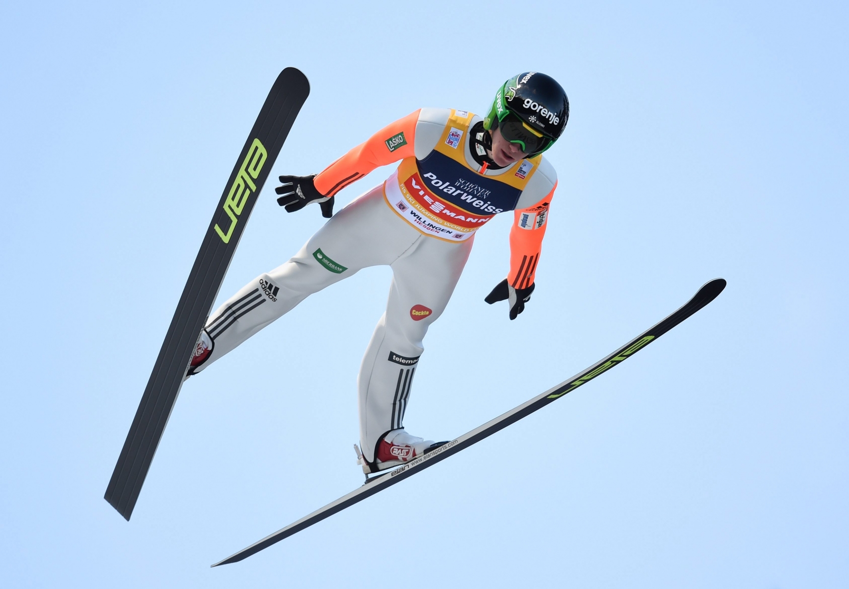 epa05095755 Slovenia's Peter Prevc in action during the first round of the individual large hill event at the Ski Jumping World Cup in Willingen, Germany, 10 January 2016.  EPA/Arne Dedert GWERMANY SKI JUMPING WORLD CUP