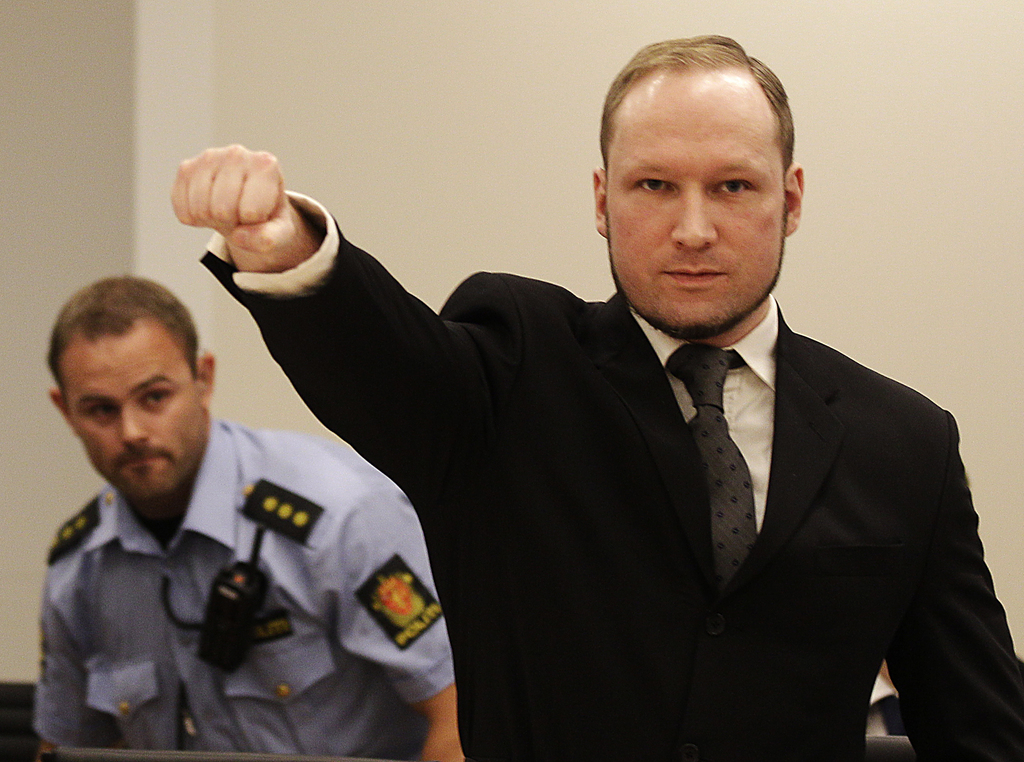 Anders Breivik lors du procès le condamnant à la peine de prison maximale en Norvège, soit 21 ans. 