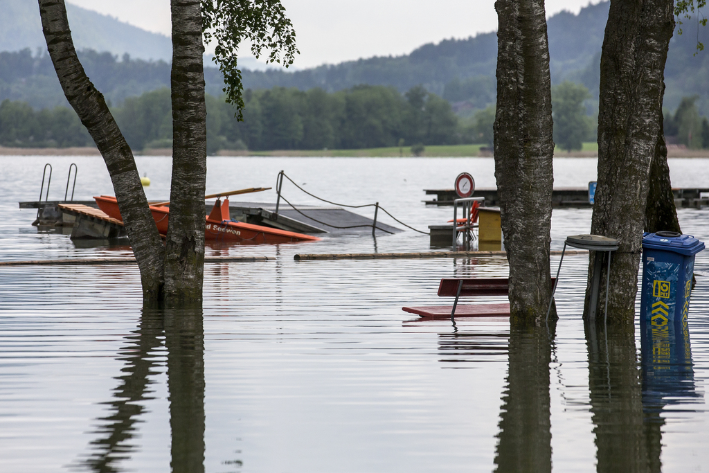 La plage de Schwytz a été elle aussi inondée.