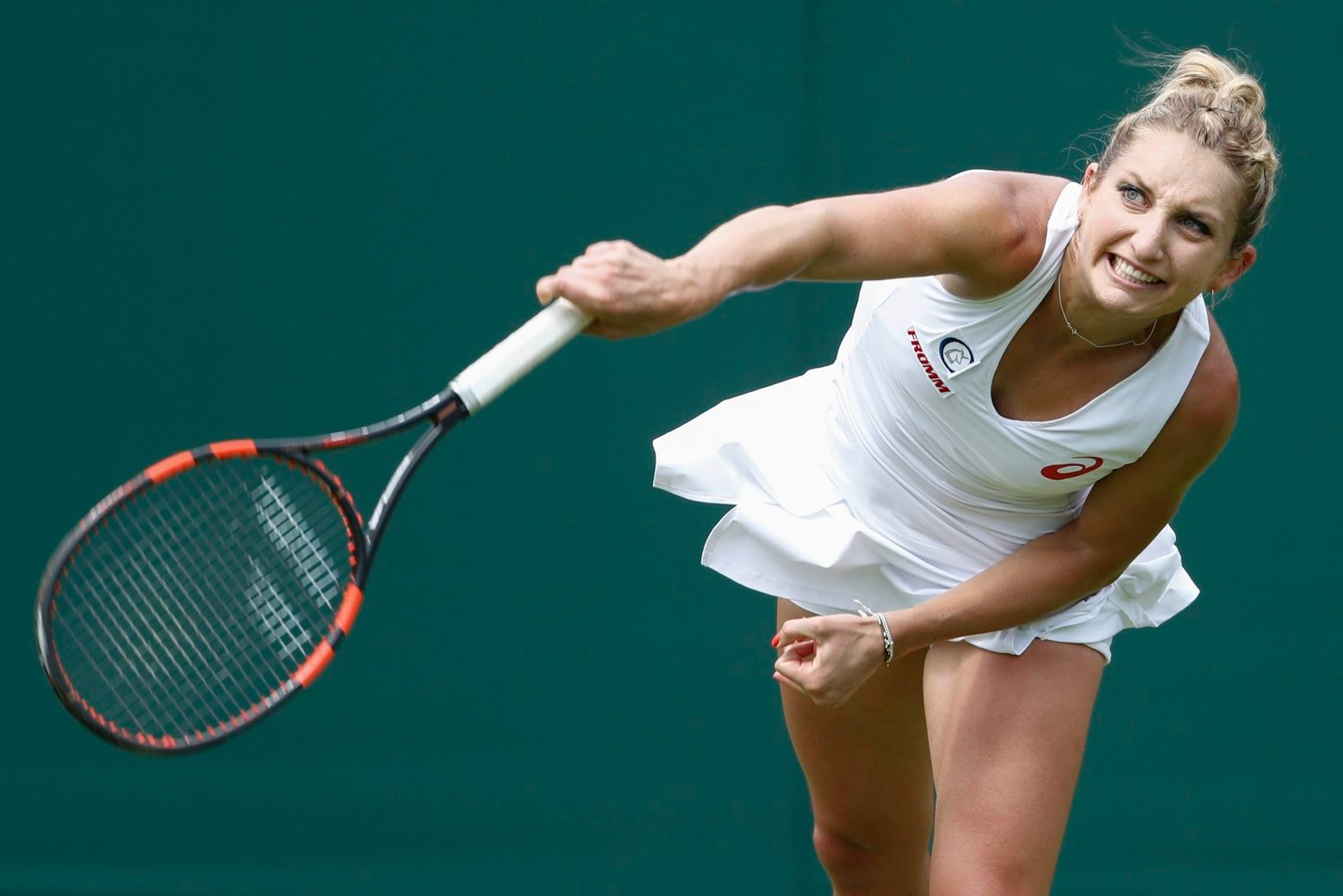 Timea Bacsinszky of Switzerland in action during a training session at the All England Lawn Tennis Championships in Wimbledon, London, Friday, June 24, 2016. The Wimbledon Tennis Championships 2016 will be held in London from 27 June to 10 July. (KEYSTONE/Peter Klaunzer) BRITAIN TENNIS WIMBLEDON 2016