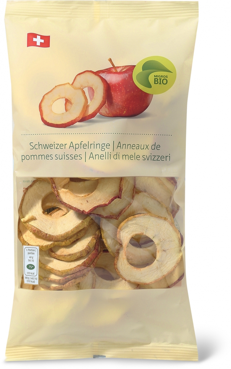 L'article "Anneaux de pommes Bio Suisses" est susceptible de créer des réactions allergiques aux personnes sensibles aux sulfites.