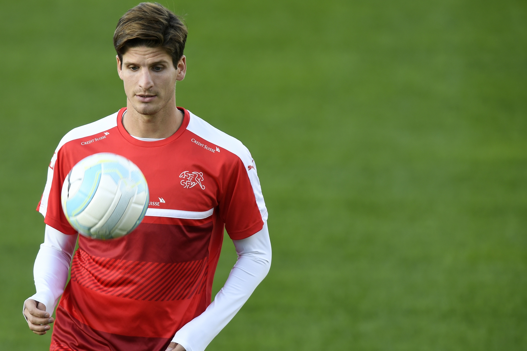 Timm Klose beim Training der Schweizer Fussball Nationalmannschaft in Freienbach (SZ), am Dienstag, 4. Oktober 2016. (KEYSTONE/Walter Bieri) FUSSBALL WM 2018 QUALIFIKATION TEAM SCHWEIZ TRAINING