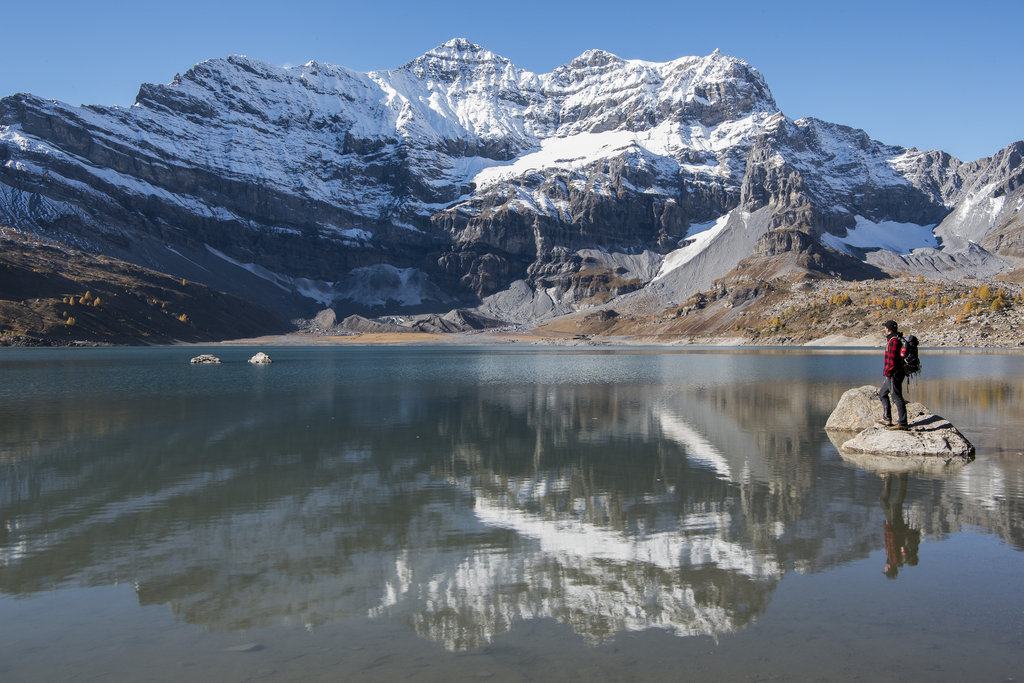 Le mois d'octobre 2016 a été plus froid que la moyenne en Suisse. Mais, le Valais, ici le Lac de Salanfe, a été particulièrement gâté par le soleil.