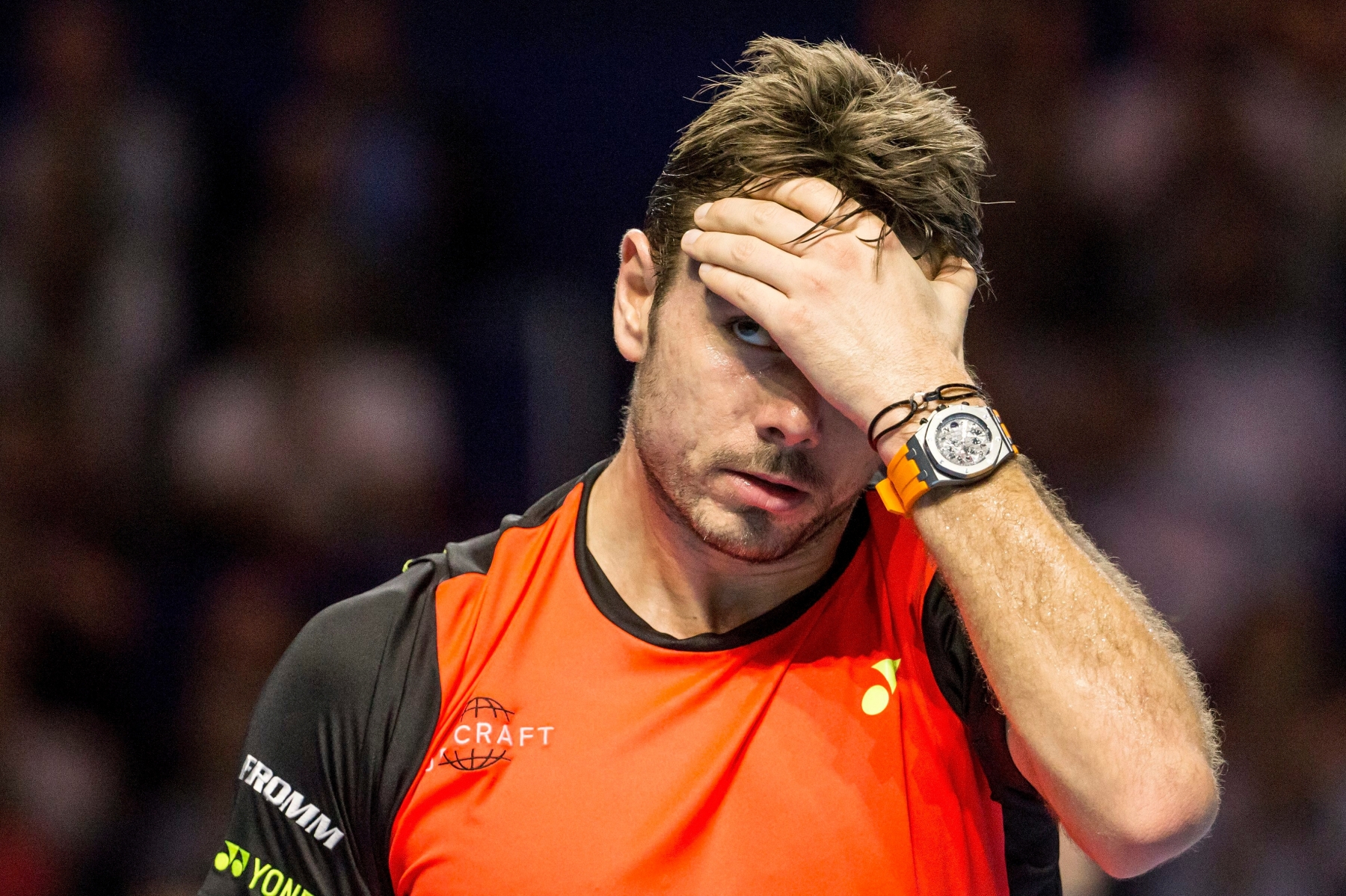 Switzerland's Stan Wawrinka during his quarter final match against Germany's Alexander Zverev, at the Swiss Indoors tennis tournament at the St. Jakobshalle in Basel, Switzerland, on Friday, October 28, 2016. (KEYSTONE/Alexandra Wey)
 TENNIS ATP 500 WORLD TOUR 2016 BASEL