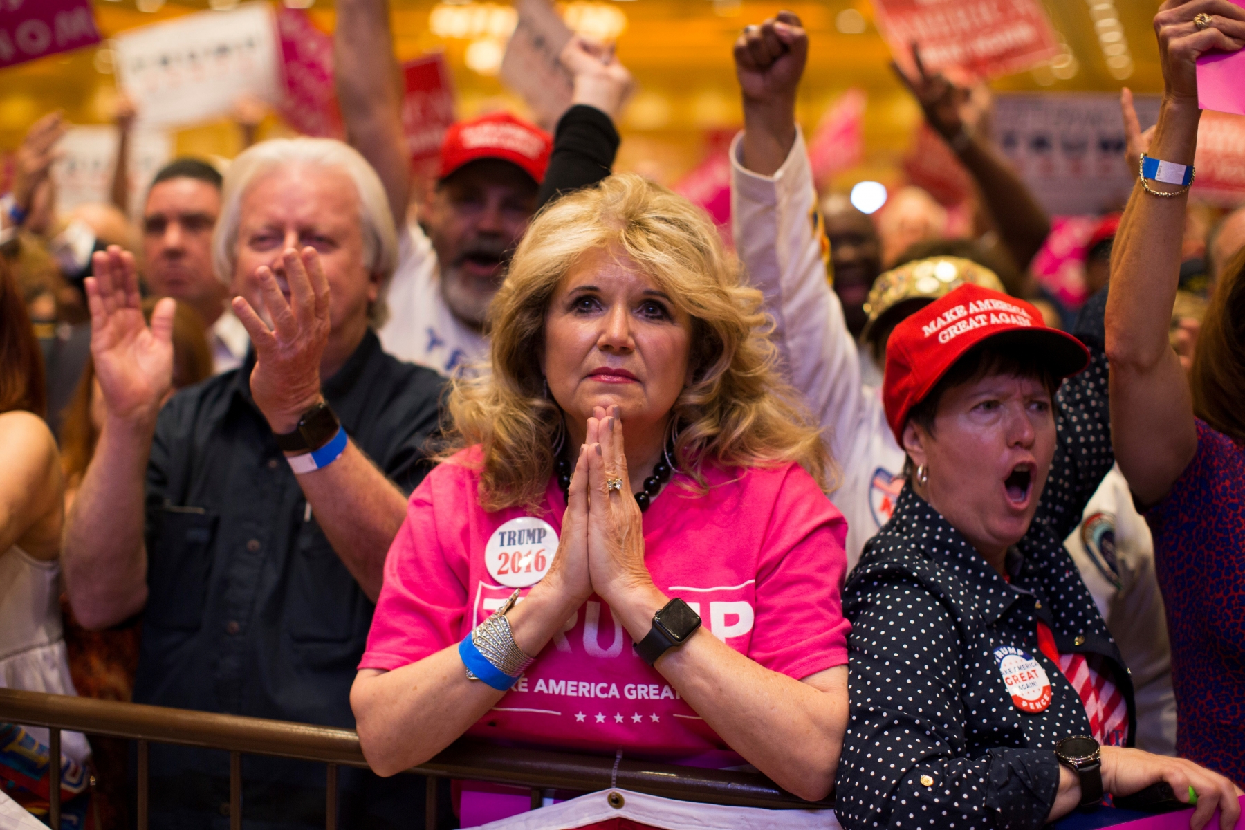 Supporters of Republican presidential candidate Donald Trump watch him speak during a campaign rally, Sunday, Oct. 30, 2016, in Las Vegas. (AP Photo/ Evan Vucci) Campaign 2016 Trump