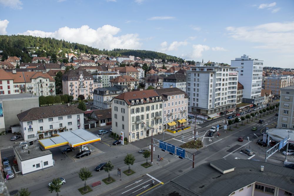 Vue de la ville depuis les Grands Moulins     La Chaux-de-Fonds, le 04.09.2015, Photo : Lucas Vuitel