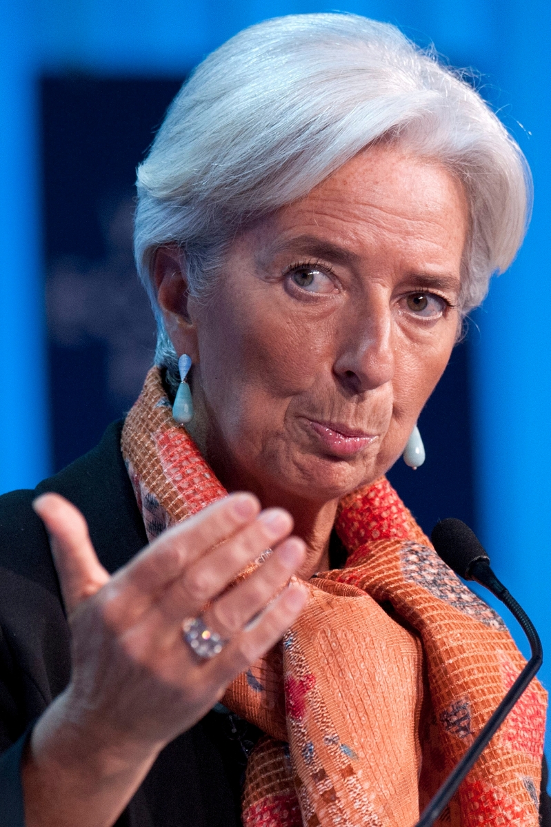 International Monetary Fund (IMF) chief Christine Lagarde gestures during during a plenary session at the 42nd Annual Meeting of the World Economic Forum, WEF, in Davos, Switzerland, Saturday, January 28, 2012. The overarching theme of the Meeting, which will take place from 25 to 29 January, is "The Great Transformation: Shaping New Models". (KEYSTONE/Laurent Gillieron) SWITZERLAND WEF 2012 DAVOS