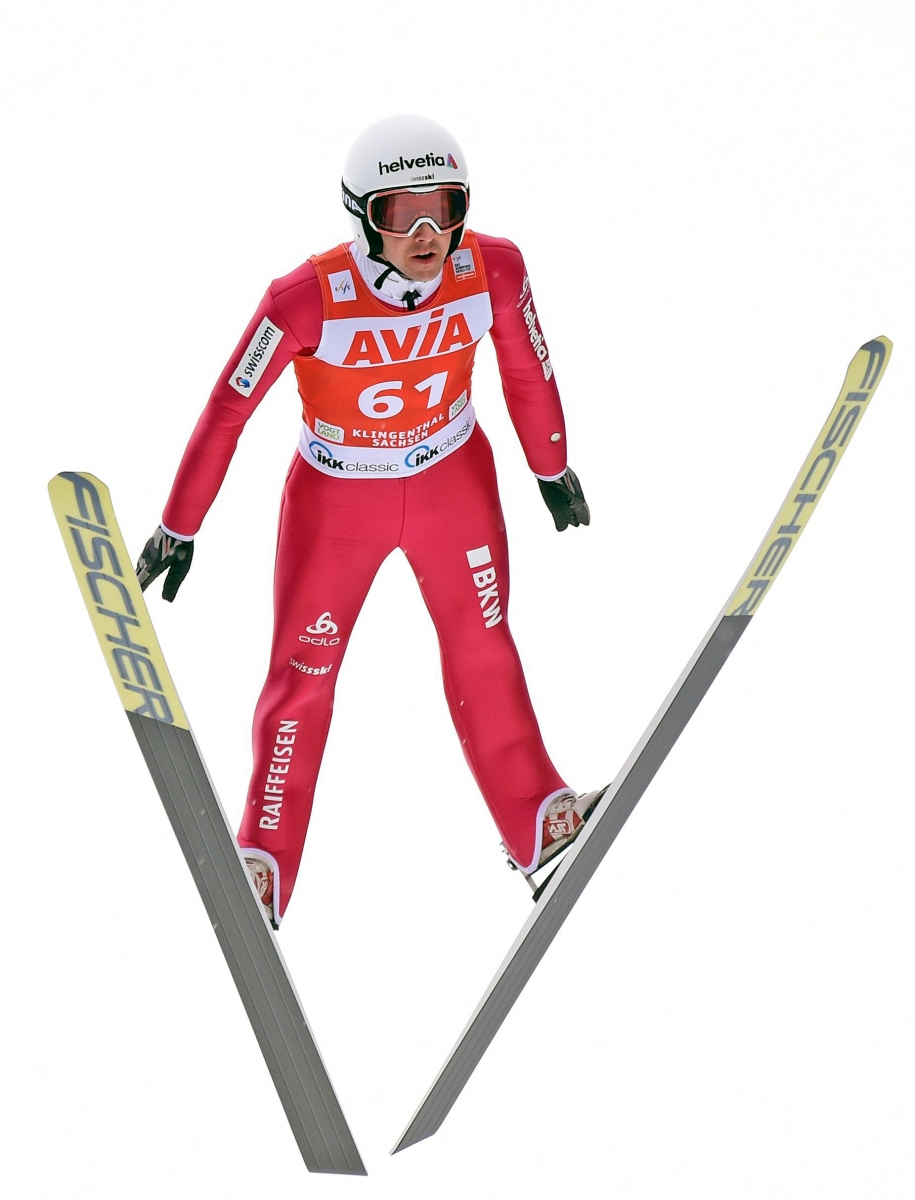 Simon Ammann of Switzerland competes during  the FIS Ski Jumping World Cup in Klingenthal, Germany, Sunday, Nov. 22, 2015. (AP Photo/Jens Meyer) Germany Ski Jumping World Cup