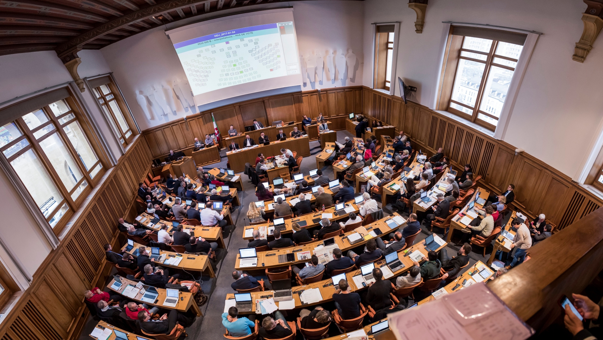 Le Grand Conseil neuchâtelois lors de sa première session de l’année 2017.
