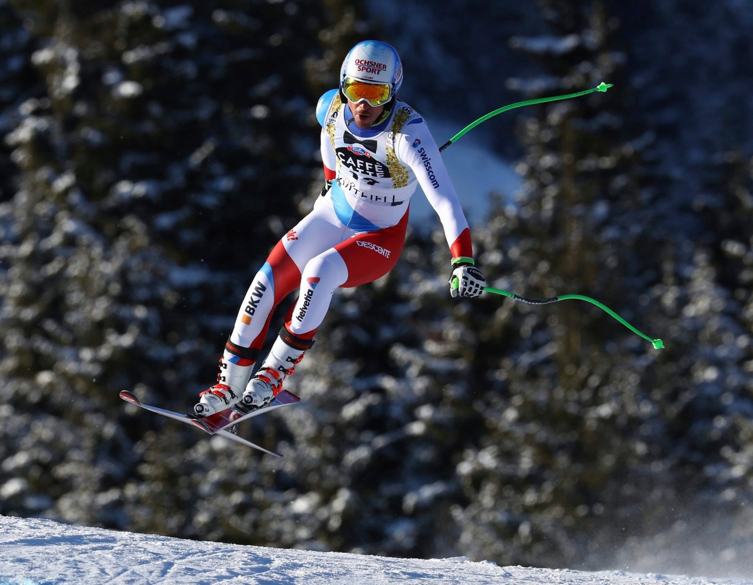 Switzerland's Carlo Janka competes during an alpine ski, men's World Cup downhill training, in Kvitfjell, Norway, Thursday, Feb. 23, 2017. (AP Photo/Alessandro Trovati) Norway Alpine Skiing World Cup