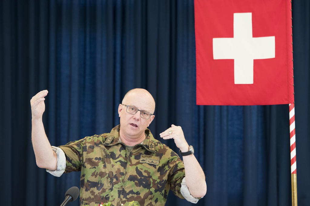 Philippe Rebord s'exprime devant la presse après 100 jours à la tête de l'armée.