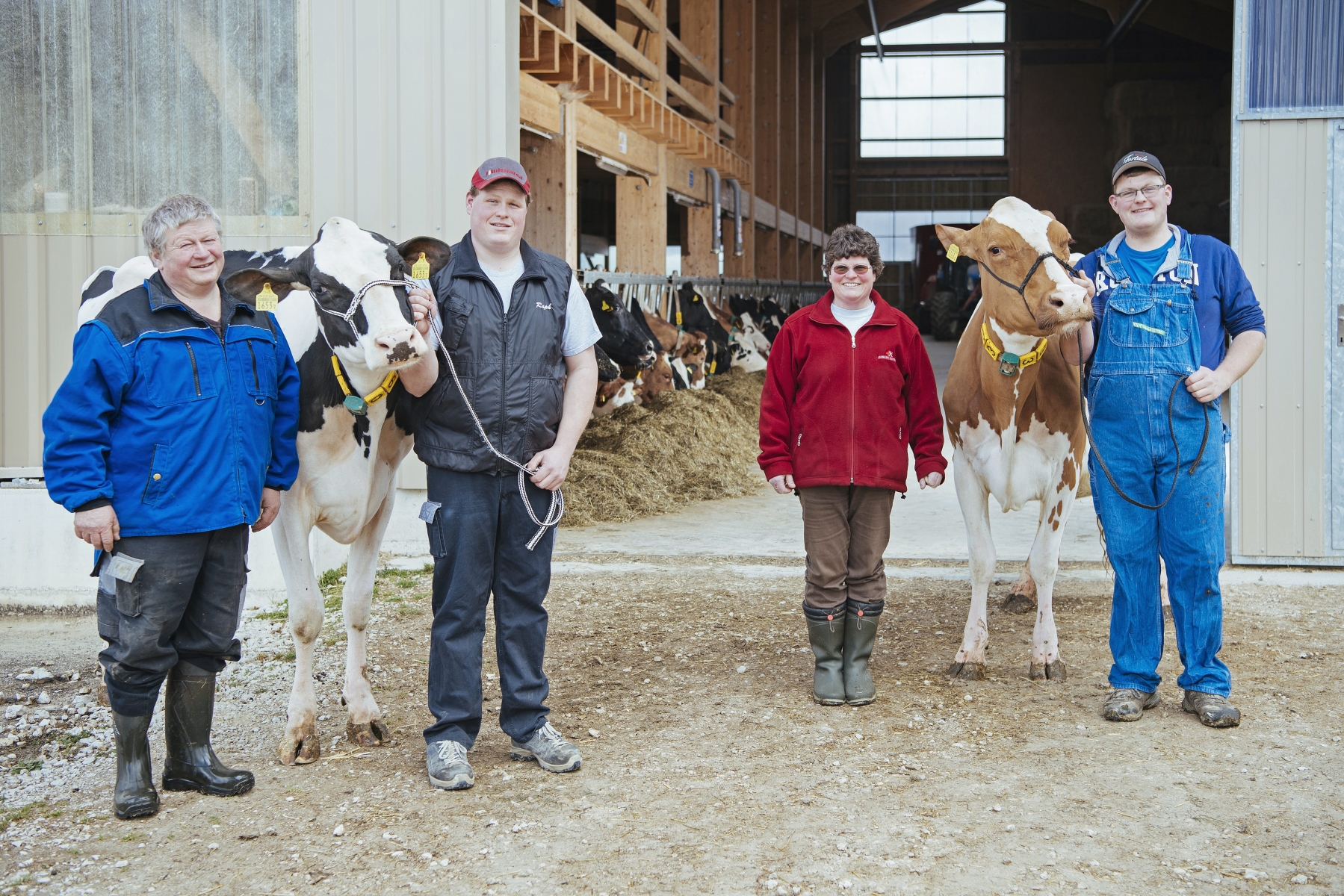 La famille Stauffer, ici avec les plus belles de ses bêtes, distinguées le mois dernier à Saignelégier.